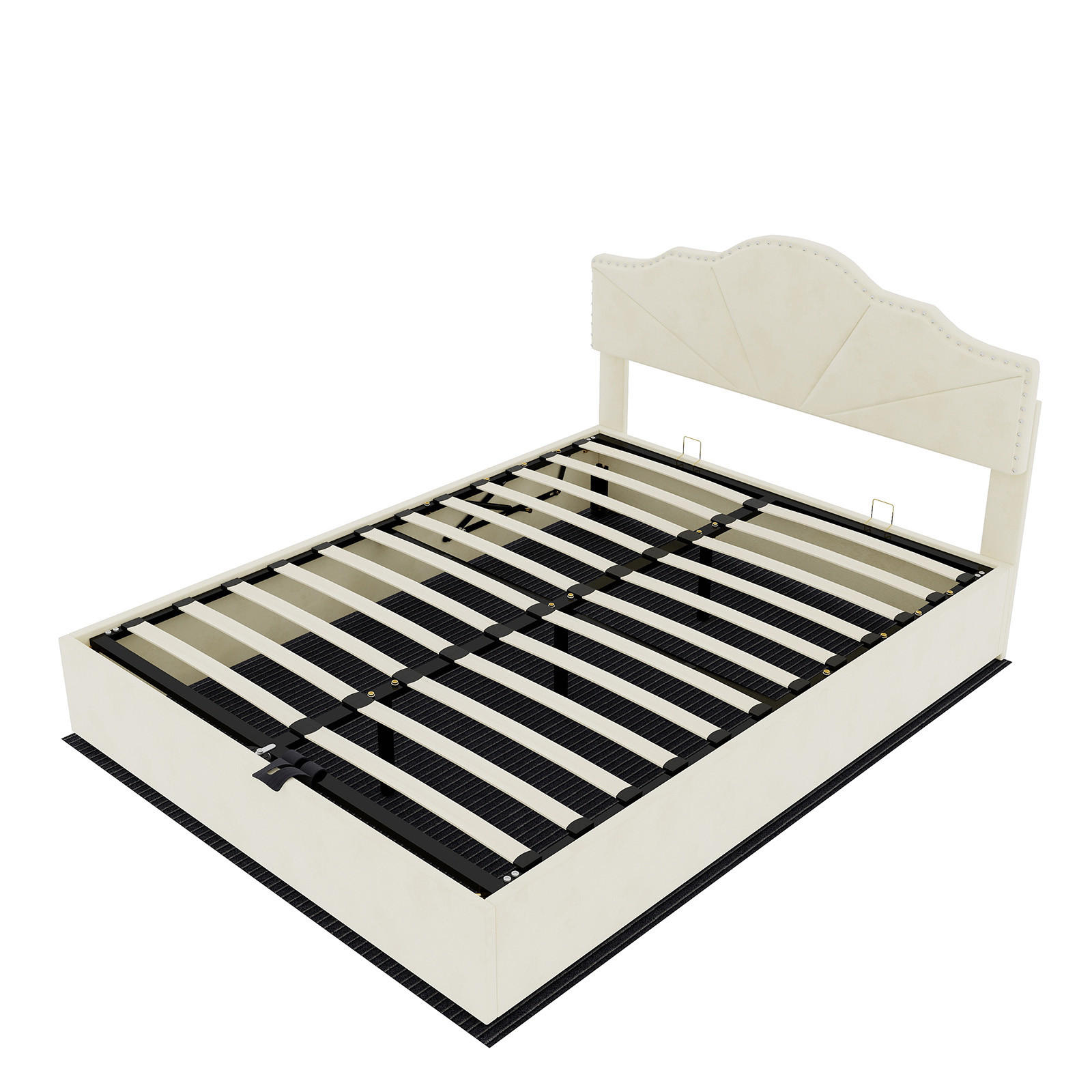 STAURAUMBETT 160/200 cm DE-35397 mit Gaslift-Staufach Beige - Beige, Metall (160/200cm) - ComfortXL