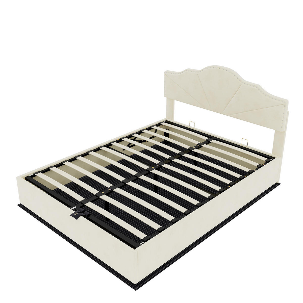 STAURAUMBETT 160/200 cm DE-32959 mit Pneumatik-Stauraum und Matratze Beige - Beige, Metall (160/200cm) - ComfortXL
