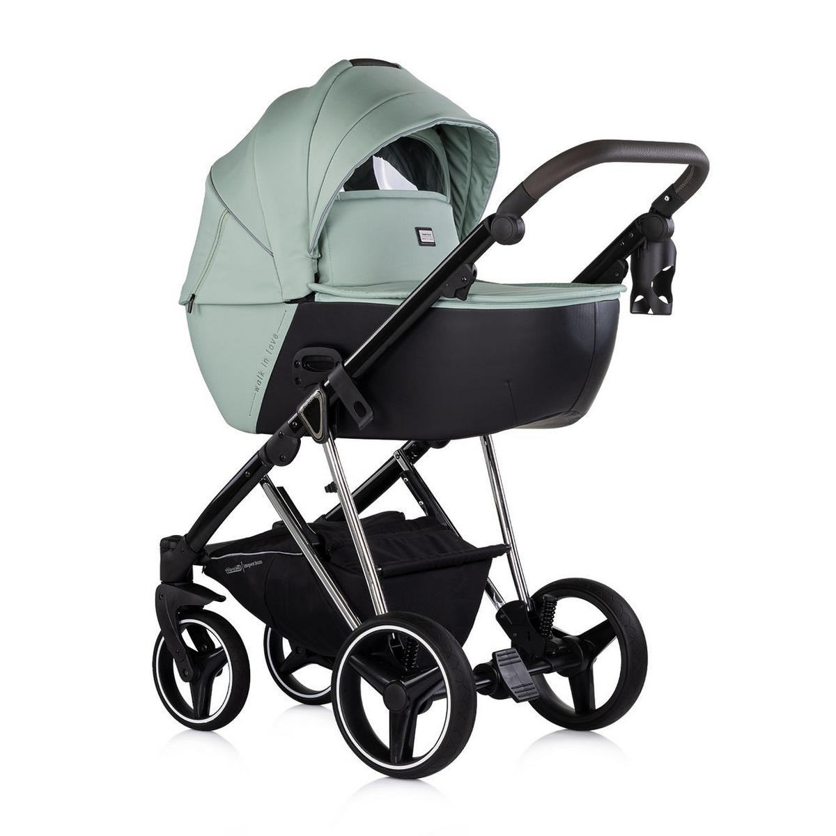 KOMBIKINDERWAGEN 3in1 Imperium grün Babyschale Babywanne Tasche Korb Gurt - Grün, Metall (98/59/110cm) - Chipolino