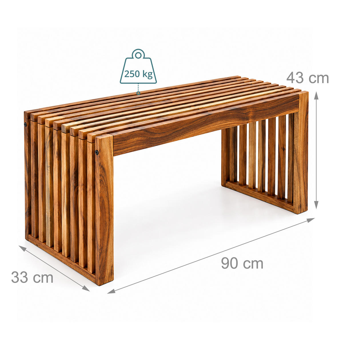 SITZBANK Natur Akazienholz geölt XL 90 cm - Braun, Holz (90/43/33cm) - Relaxdays