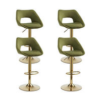 BARHOCKER 2er Set grün, höhenverstellbar mit Rückenlehne - Grün, Textil (49/85/51cm)