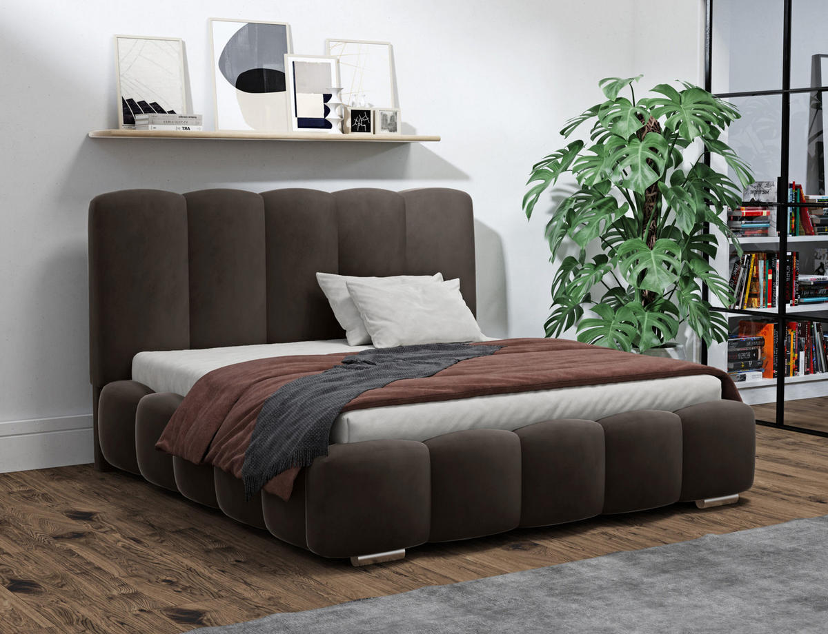 DOPPELBETT mit bettkasten Leytron 180x200 cm, Dunkelbraun - Dunkelbraun, Textil (180/200cm) - Fedve