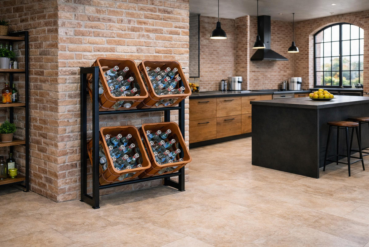 GETRÄNKEKISTENREGAL 71x30x90 cm 4 Kästen - Schwarz, Metall (71/90/30cm) - QUICK STAR