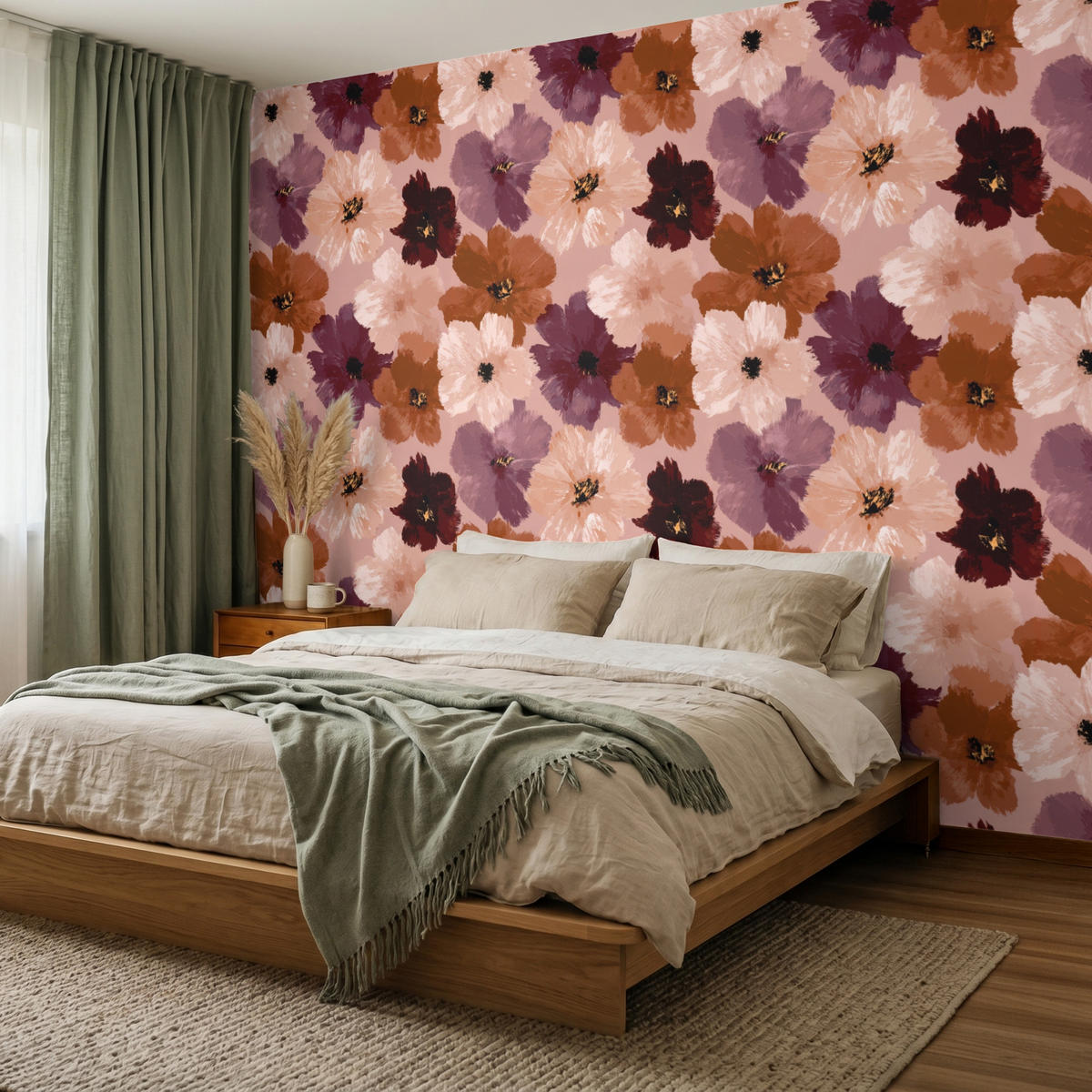 TAPETE - Blumen - Abstrakt - Erdtöne - 280x200 cm - Multicolor, Papier (280/200cm) - OnlyWow