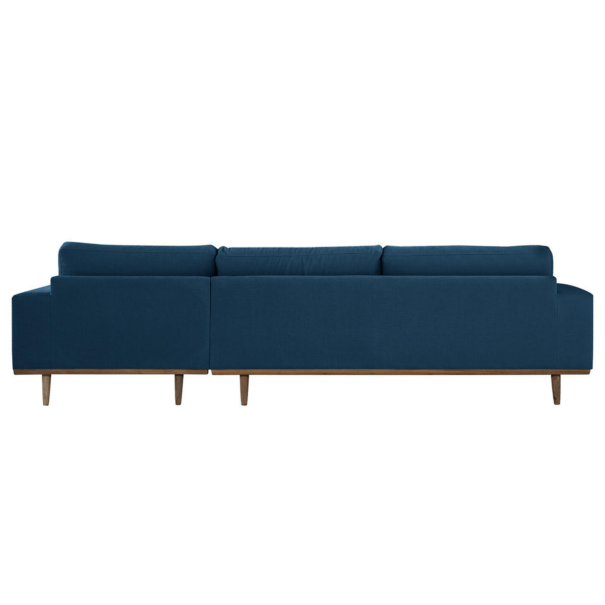ECKSOFA mit Longchair - Blau/Eichefarben, Naturmaterialien/Eichenholz (281/153cm) - home24
