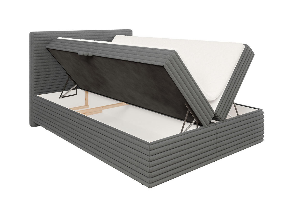 BOXBETT Roma 140/200 cm Dunkelgrau Plüschcord - Dunkelgrau/Schwarz, Holz/Kunststoff (140/200cm) - S-Style Möbel