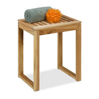 HOCKER - Hellbraun, Holz (40/46/30cm) - Relaxdays