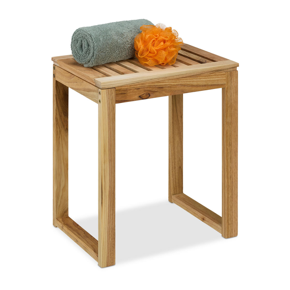 HOCKER - Hellbraun, Holz (40/46/30cm) - Relaxdays