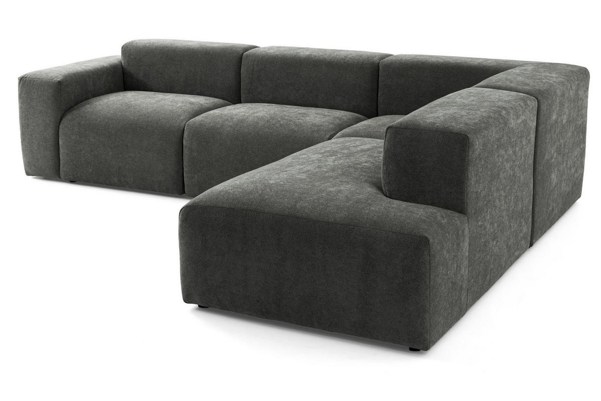 4-SITZER modulares Ecksofa HEAVEN SET 2 Rechts, Breite 300 cm Webstoff Dunkelgrau - Dunkelgrau/Schwarz, Holz/Kunststoff (245/300cm) - Muffo