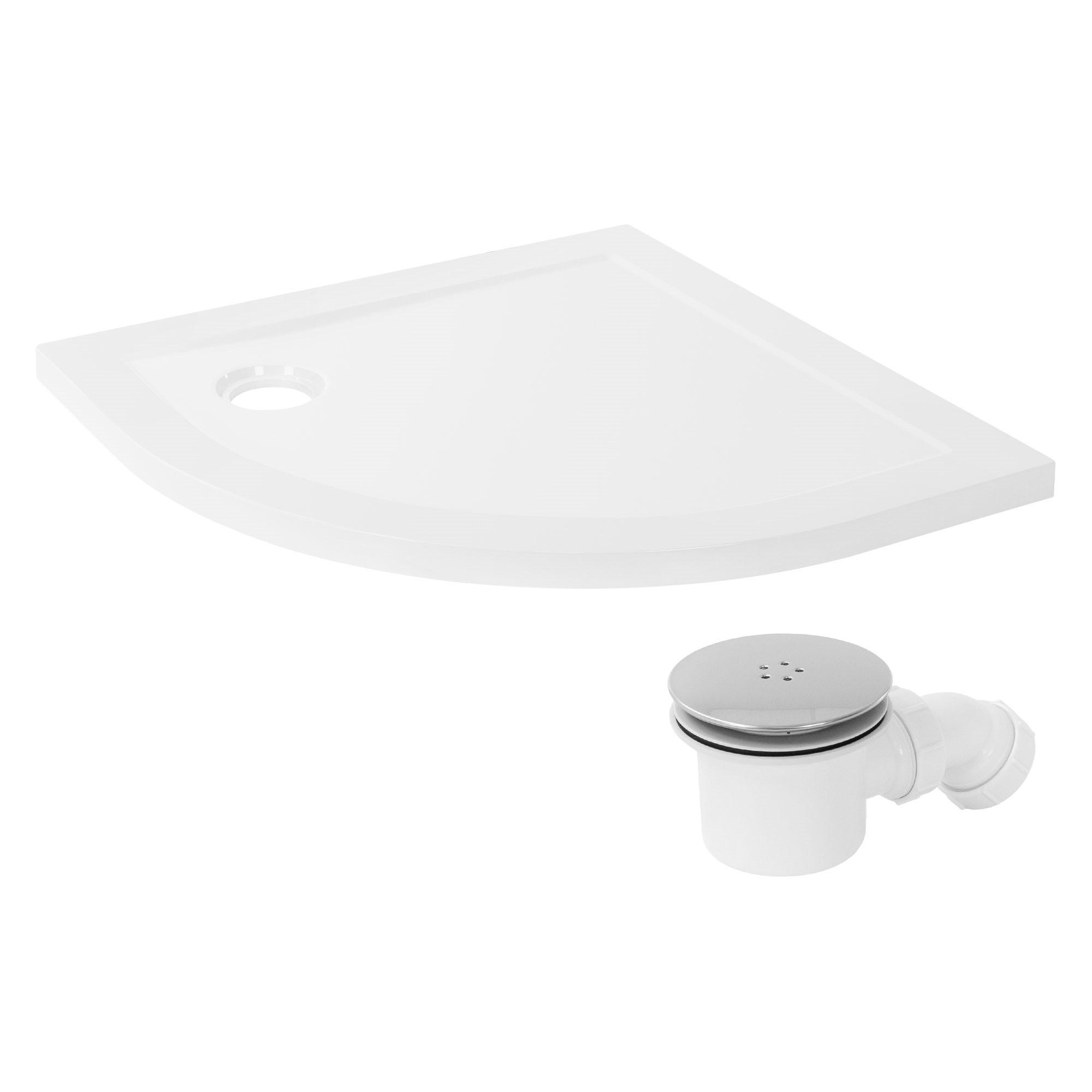 DUSCHWANNE 80x80 cm rund Weiß Duschtasse mit Ablaufgarnitur - Weiß, Kunststoff (80/4/80cm) - LuxeBath