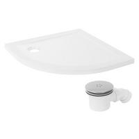 DUSCHWANNE 80x80 cm rund Weiß Duschtasse mit Ablaufgarnitur - Weiß, Kunststoff (80/4/80cm) - LuxeBath