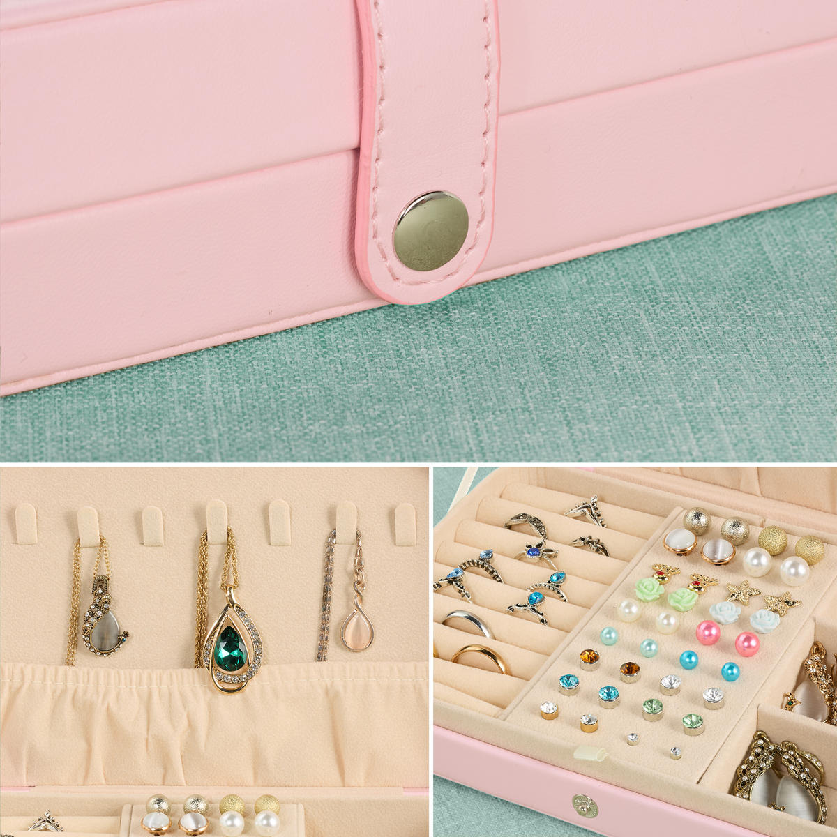 SCHMUCKKÄSTCHEN - Rosa, Holzwerkstoff/Kunststoff (21/4.5/14.5cm) - Relaxdays