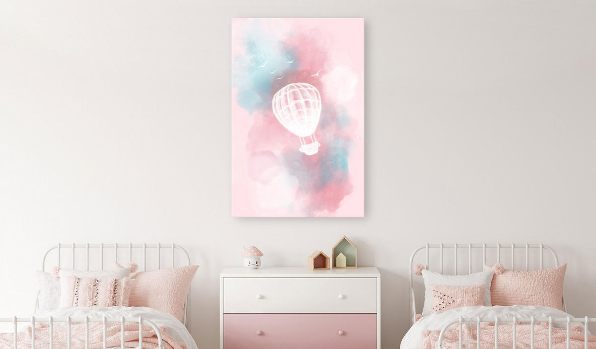 KUNSTDRUCK Rosa 40/60 cm - Blau/Pink, Textil (40/60cm) - KUNSTLOFT