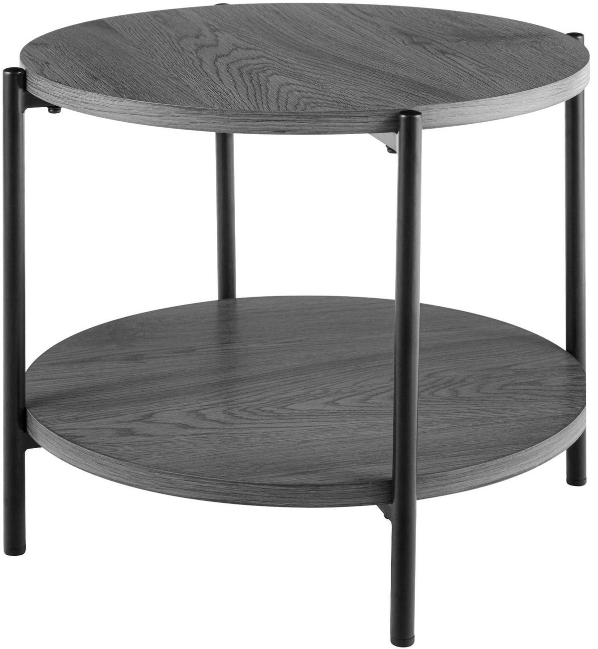 COUCHTISCH rund 50 cm Holz Grau - Schwarz/Grau, Holz/Metall (50/50/40cm) - CLP