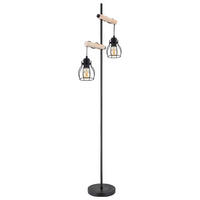 LED STEHLEUCHTE Metall Schwarz Höhenverstellbar - Schwarz, Holz (38.5/23/150cm) - Globo Lighting
