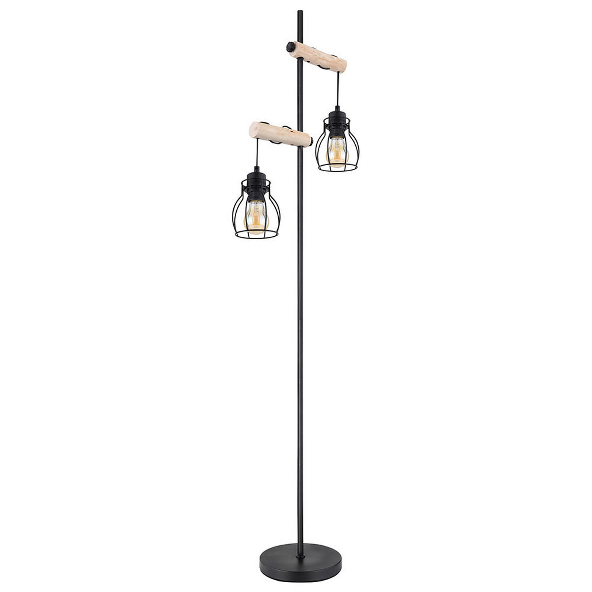 LED STEHLEUCHTE Metall Schwarz Höhenverstellbar - Schwarz, Holz (38.5/23/150cm) - Globo Lighting