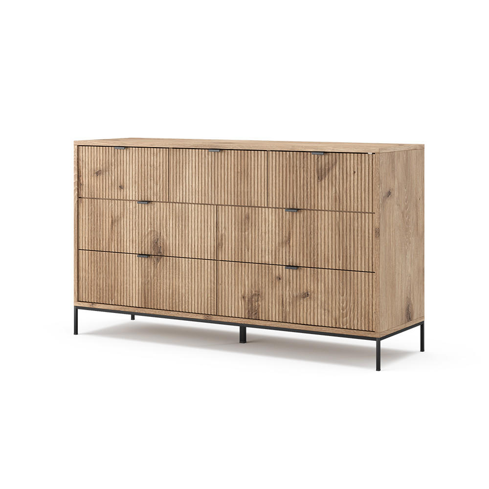 SIDEBOARD Eliza Viking Oak 140 x 81 cm mit 7 Schubladen - Eiche Wotan, Holzwerkstoff (140/81/42cm) - Vicco