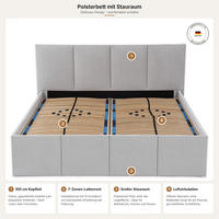 POLSTERBETT Dalas Grau 160 x 200 x 40 cm Stauraum Mit hochwertiger Matratze H3 (bis 120 kg) und Lattenrost - Grau, Holz (160/200cm) - Halmon Schlafkomfort Betten 