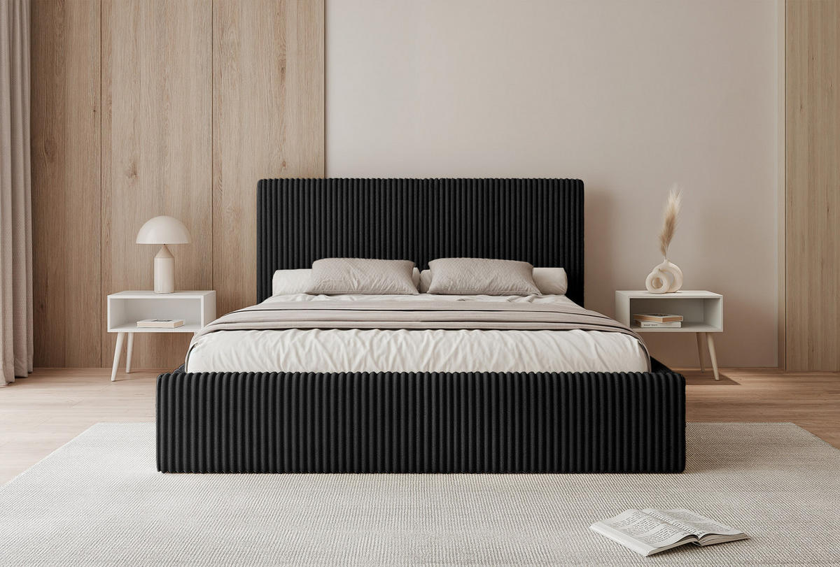 POLSTERBETT Fiugii 180x200 cm, Schwarz - Schwarz, Textil (180/200cm) - Fedve