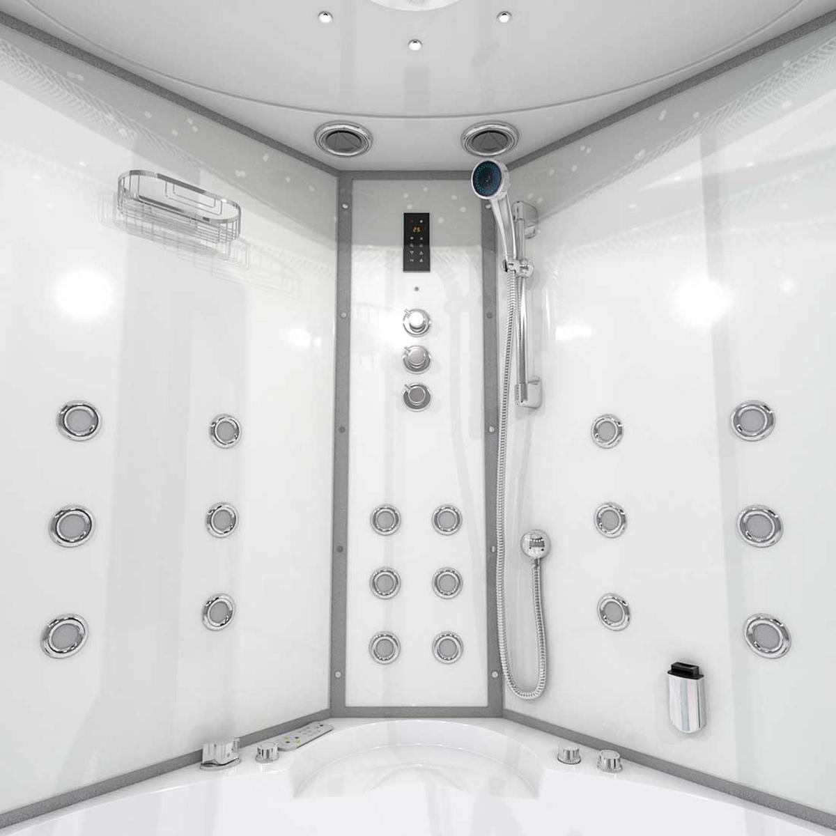 WHIRLPOOL Dampfdusche K60-WS-TH - Weiß, Glas/Kunststoff (140/210/140cm) - AcquaVapore by Sandra Jentho