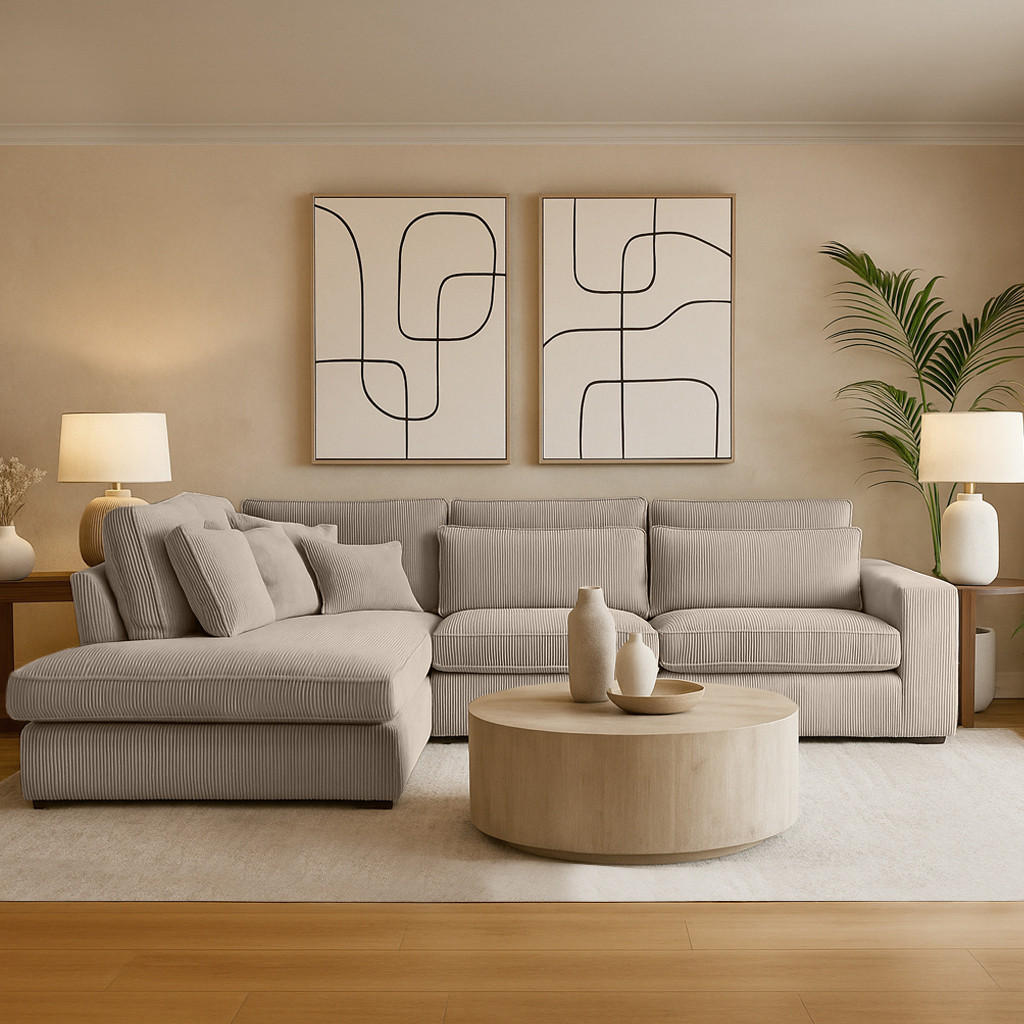 ECKSOFA Parma ohne Schlaffunktion cappuccino links - Schwarz/Cappuccino, Textil (314/224cm) - Beautysofa