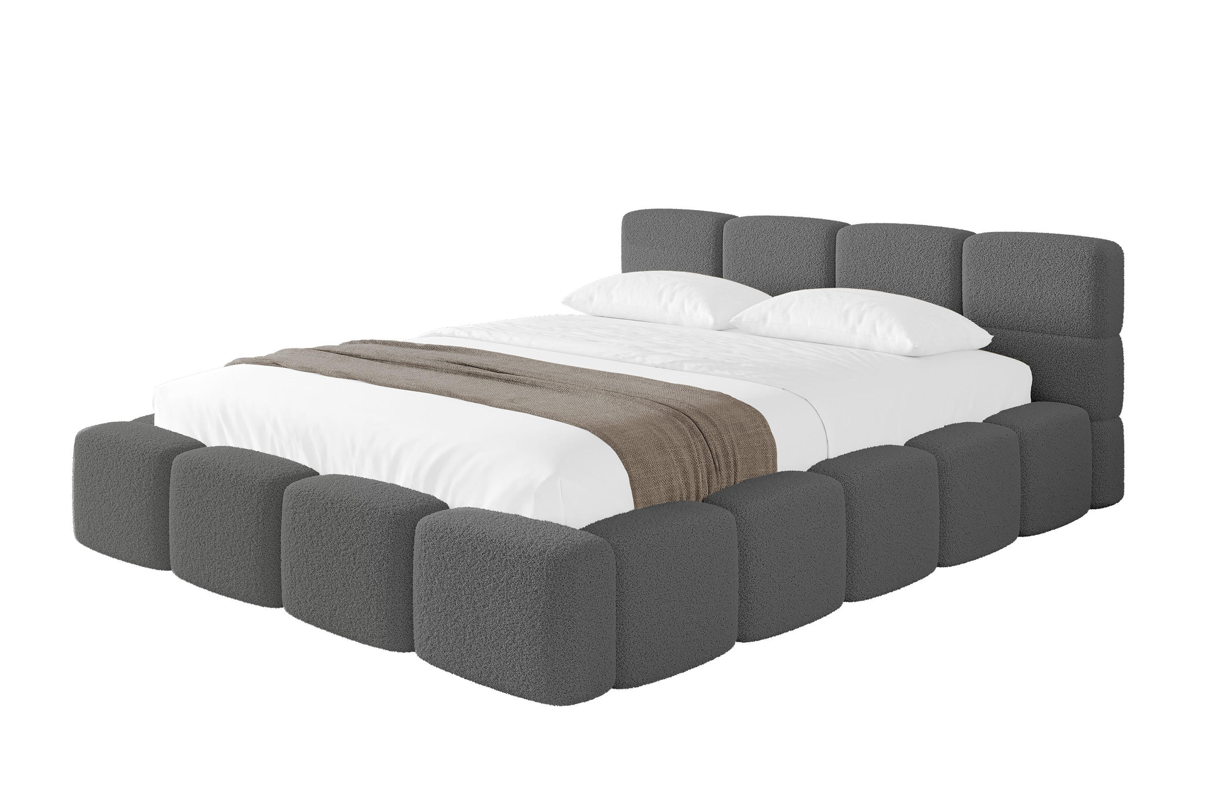 POLSTERBETT mit Bettkasten und Lattenrost, Bett mit Kopfteil, Boxbett ohne Matratze, Doppelbett mit Stauraum - NATA-v1 200x200 Grau - Grau, Holzwerkstoff/Textil (200/200cm) - ALTDECOR