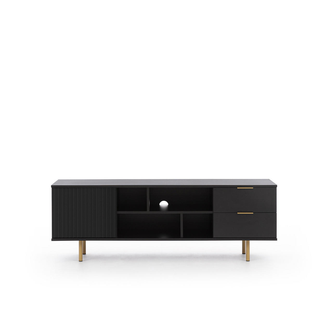 TV-LOWBOARD Nubia 150 cm Schwarz - Goldfarben/Schwarz, Holzwerkstoff/Metall (150/52/41cm) - Ravio
