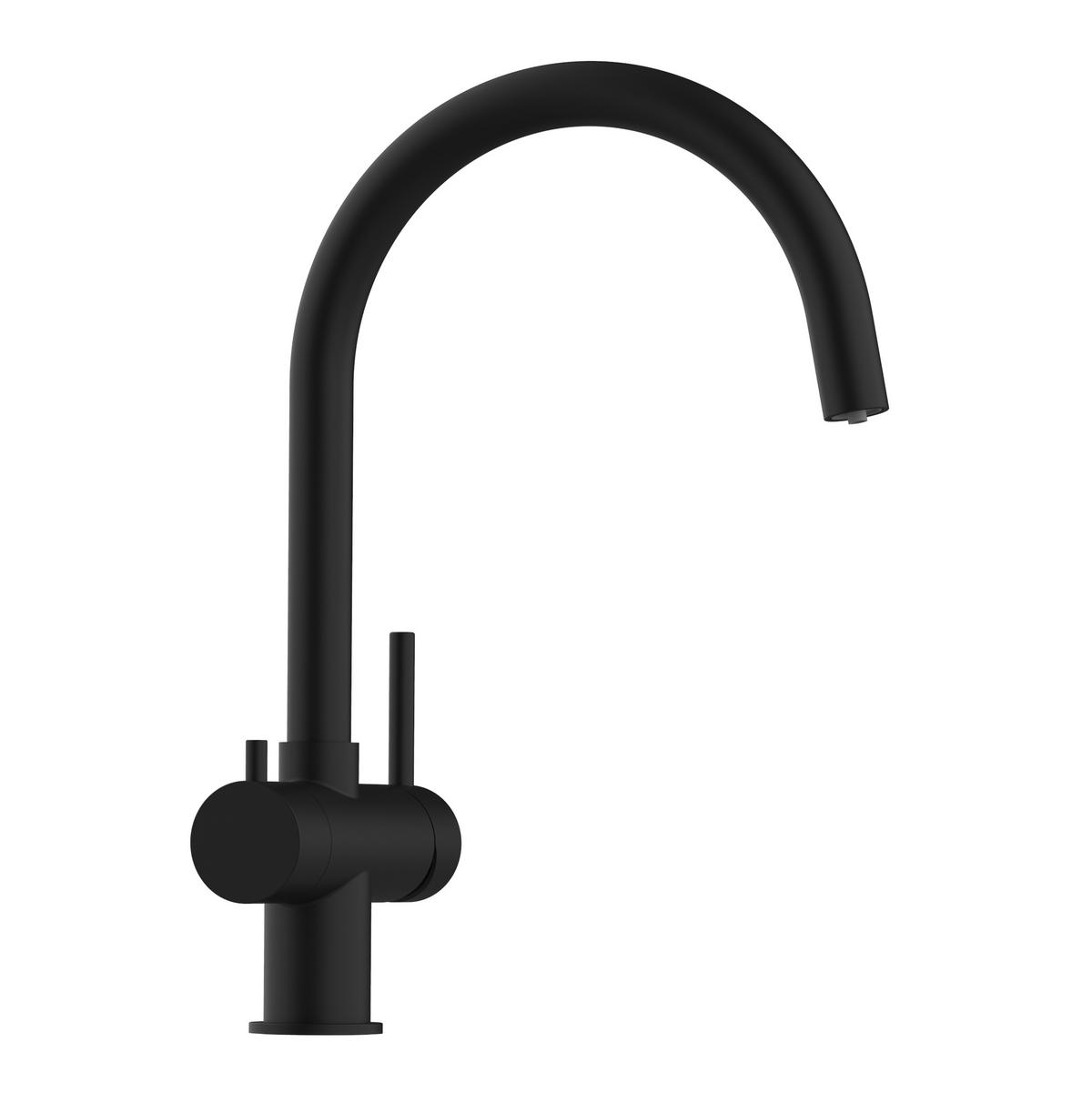 3-WEGE-KÜCHENARMATUR, Edelstahl Massiv aus Chirurgenstahl, PVD Schwarz Matt, 360° schwenkbar - Schwarz, Metall (23/39/23cm) - VIZIO