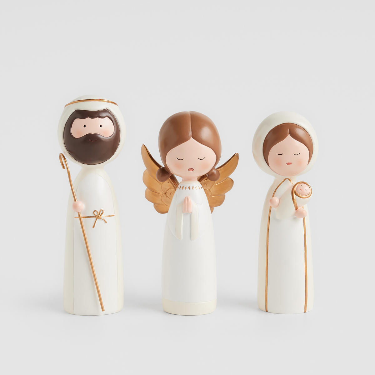 DEKOFIGUREN Weihnachts--Set Unitas: 3-teilig, Polyresin, 24x12x28cm, Goldakzente, Weihnachtsdeko Dekoration - Multicolor, Kunststoff (12/24/28cm) - home&you