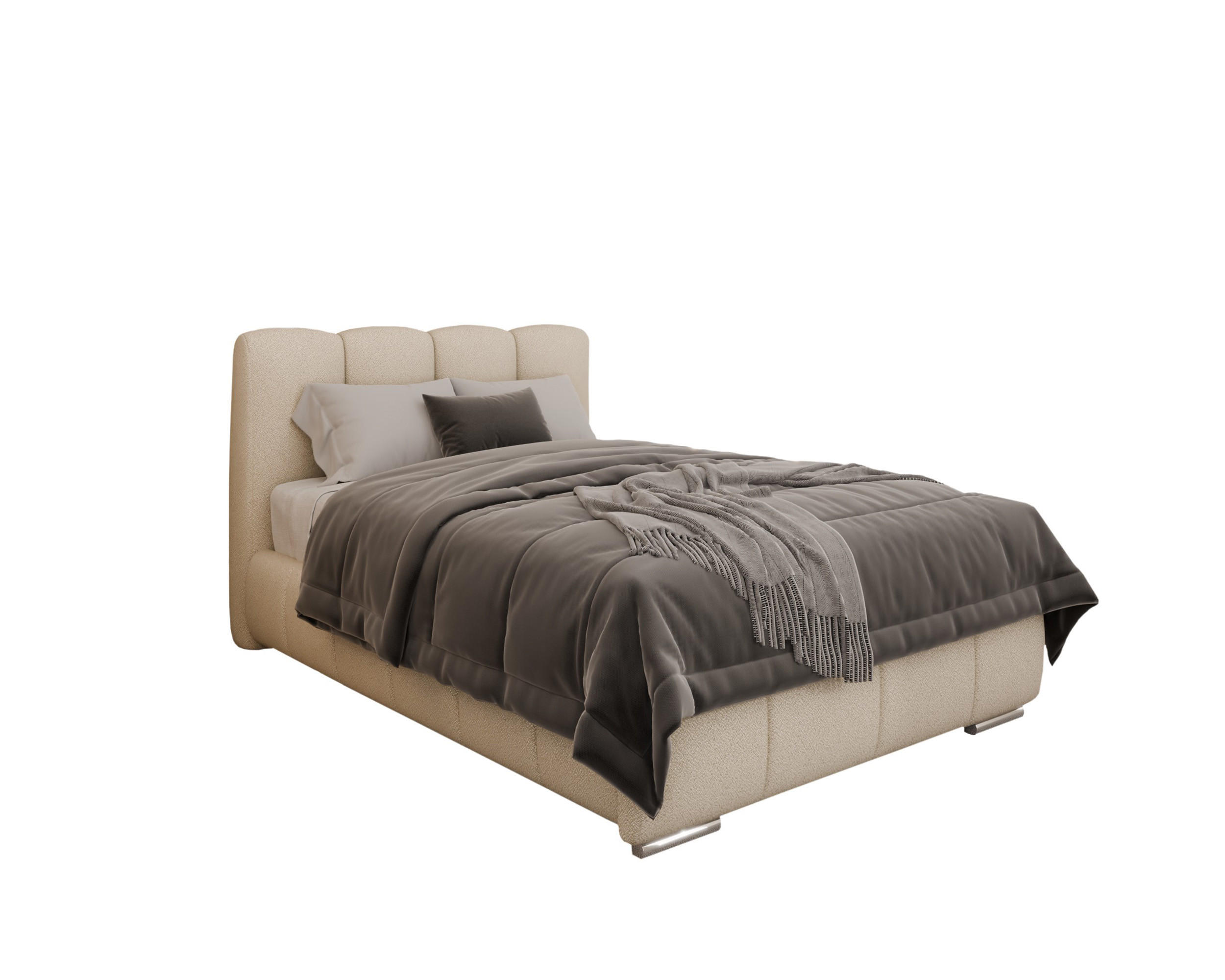 POLSTERBETT Zaira 120x200cm – Elegantes Polsterbett für modernen Wohnstil , ohne matratze, beige - Beige, Holz (90/200cm) - Homesy