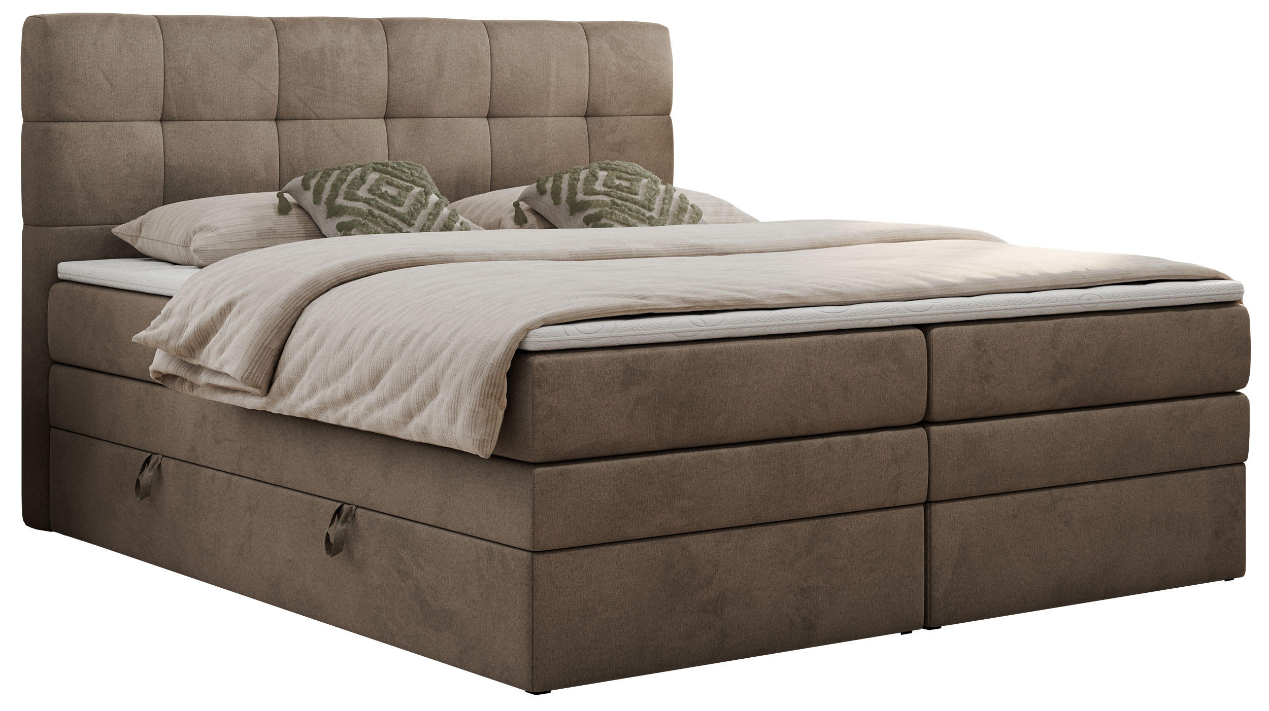 BOXSPRINGBETT LUKA KING 200/200 Braun Velvet - H4 - Braun, Holz/Textil (200/200cm) - MKS