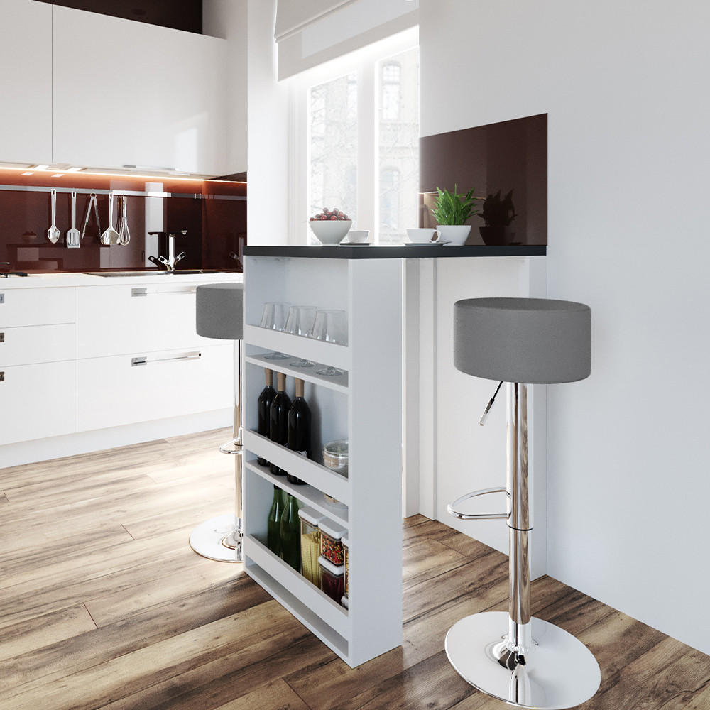 BARTISCH-SET Anthrazit/Weiß 57 x 80 cm mit 2 Barhockern - Anthrazit/Weiß, Holzwerkstoff (80/57/106cm) - Vicco