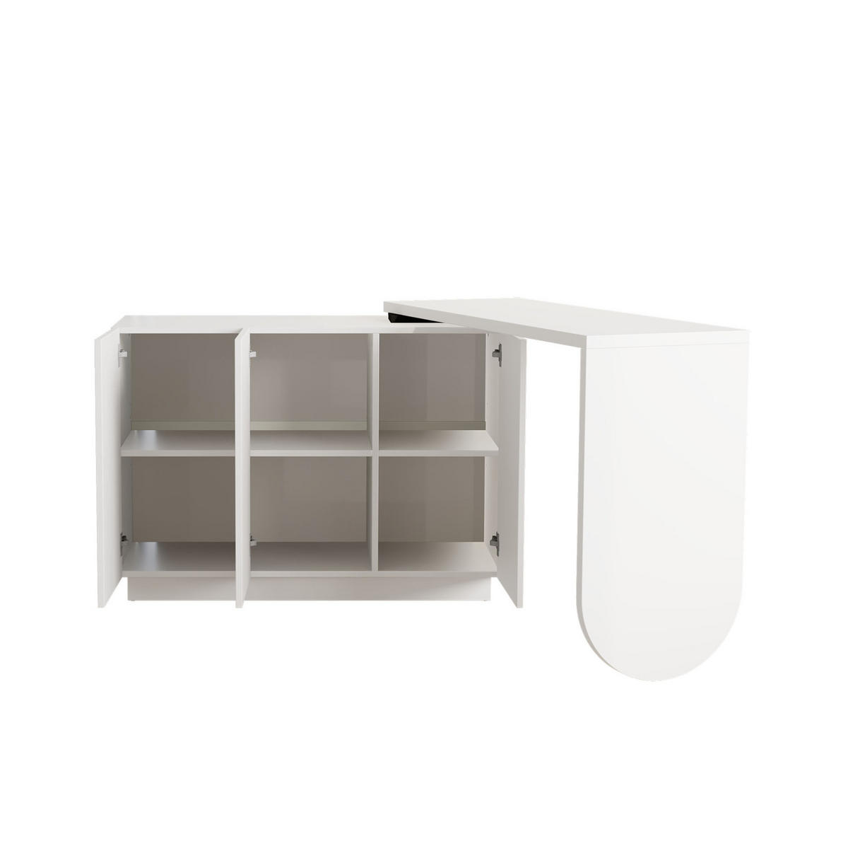 SCHREIBTISCH 110 cm in Weiß drehbar mit Schrank und Stauraum - Weiß, Holzwerkstoff (110/40/75cm) - BEAOK