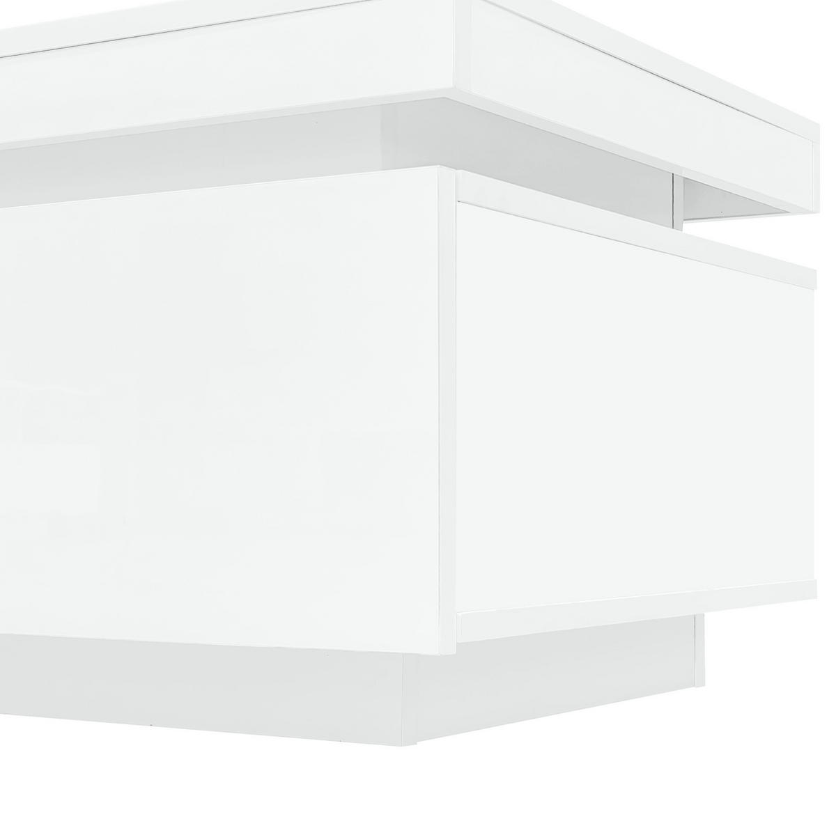 COUCHTISCH 100/50/40,3 cm in Weiß mit LED-Beleuchtung und Schublade - Weiß, Holzwerkstoff (100/50/40.3cm) - Flora Grace