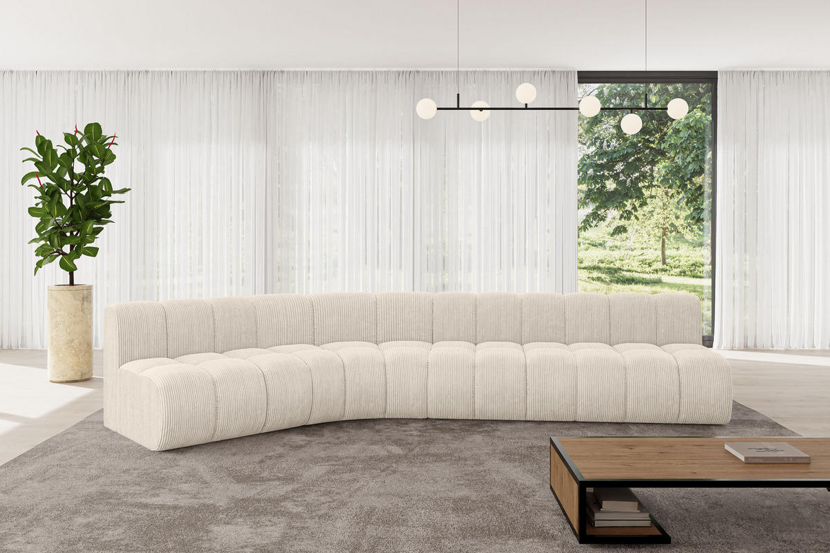 ECKSOFA modulares Sofa Montra-L2 - 381x174x70 cm Beige - Beige, Holzwerkstoff/Textil (381/174cm) - ALTDECOR