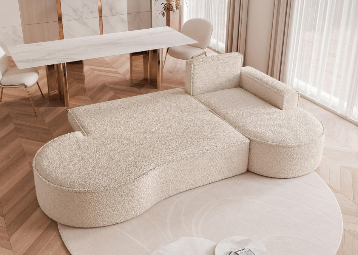 ECKSOFA SOFIA mit Schlaffunktion und Bettkasten Creme - Creme, Holzwerkstoff/Kunststoff (277/157cm) - Idohome