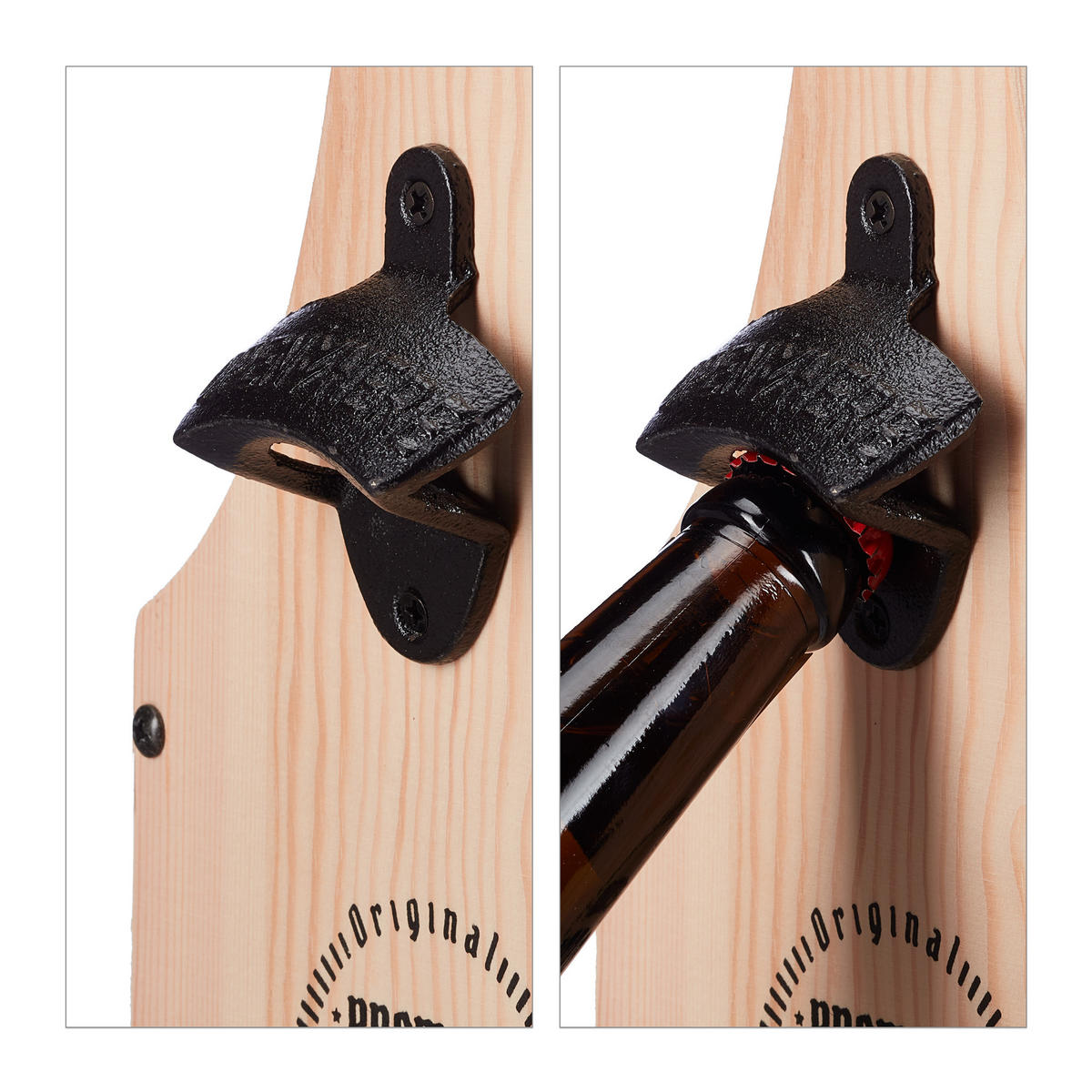 BIERTRÄGER - Hellbraun, Holz/Metall (28.5/30/16cm) - Relaxdays