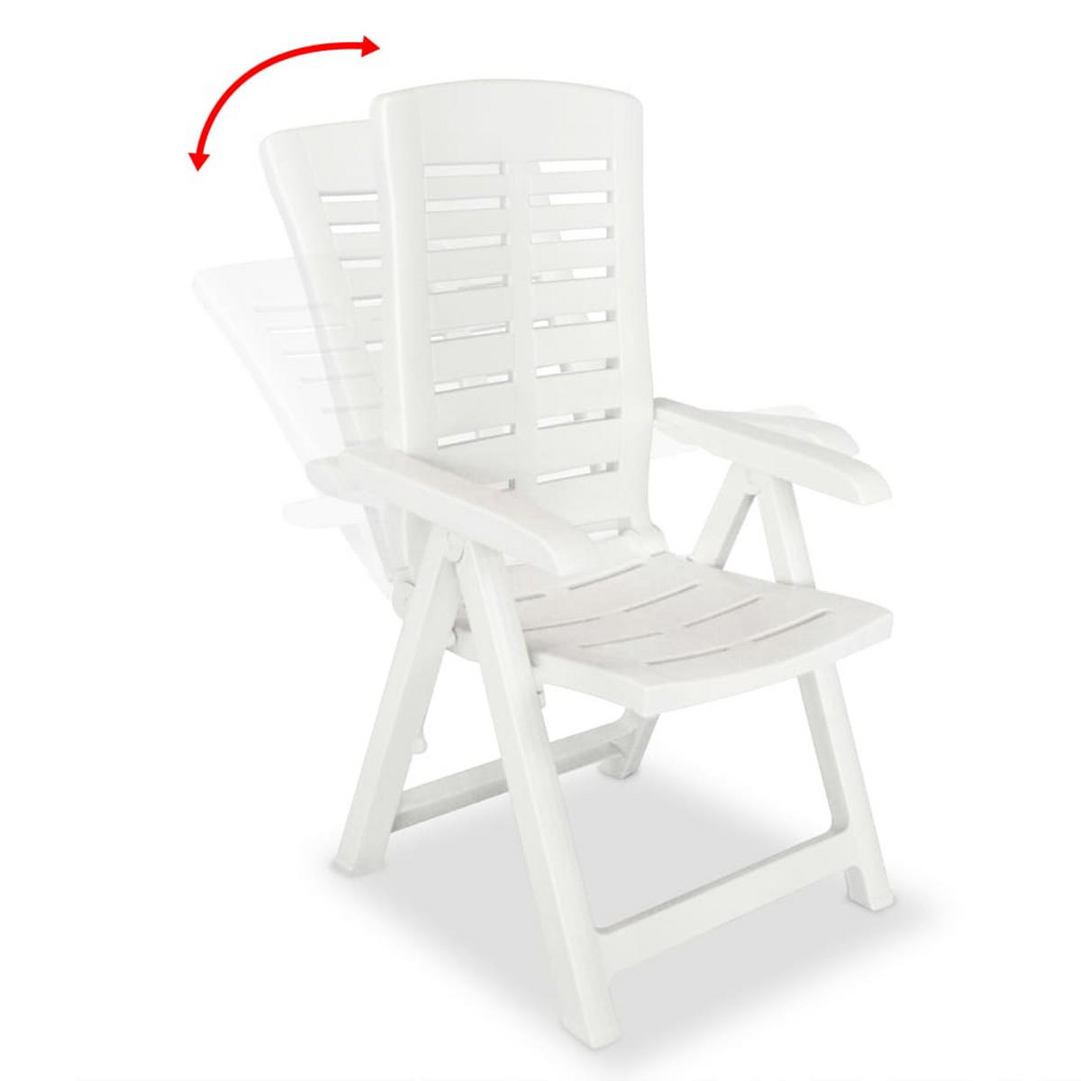 GARTENSTÜHLE Verstellbare 2er Set Kunststoff Weiss - Weiß, Kunststoff (60/108/61cm) - vidaXL