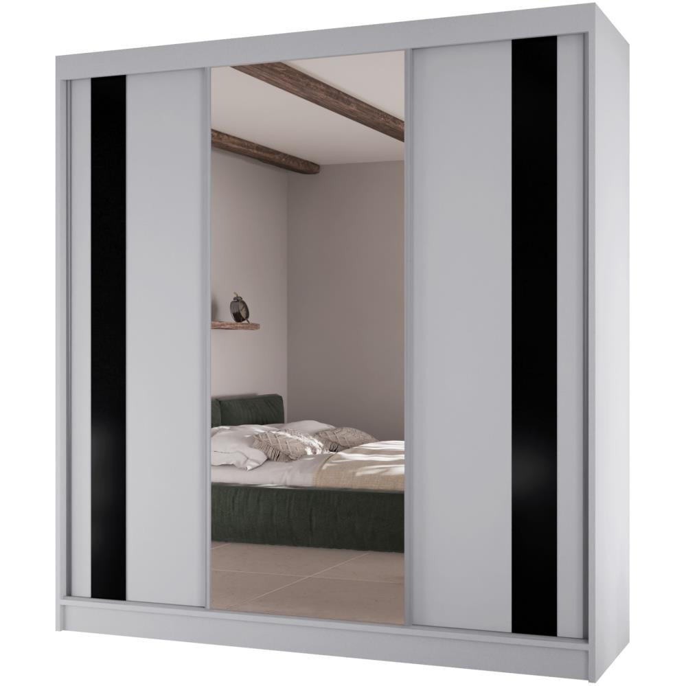 SCHWEBETÜRENSCHRANK Como II 200/61/215 weiß+schwarz - Schwarz/Weiß, Holzwerkstoff (200/215/61cm) - Beautysofa