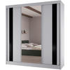 SCHWEBETÜRENSCHRANK Como II 200/61/215 weiß+schwarz - Schwarz/Weiß, Holzwerkstoff (200/215/61cm) - Beautysofa