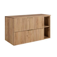 BADEZIMMERSCHRANK, Craft-Eiche, Goldene Griffe, 100 (80 + 20) x 46 x 57 cm - Eichefarben/Goldfarben, Holzwerkstoff/Kunststoff (100/57/46cm) - 3XE LIVING