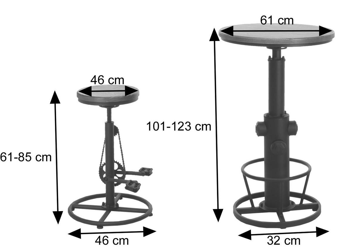BARTISCH + BARHOCKER rund Braun 3er-Set - Braun, Holz (61/123/61cm) - MCW
