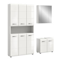 BADKOMBINATION 3 tlg. Ice Bad in weiß Nachbildung und weiß hochglanz B/H/T: 165x185x30 cm - Weiß, Holz (165/185/30cm)