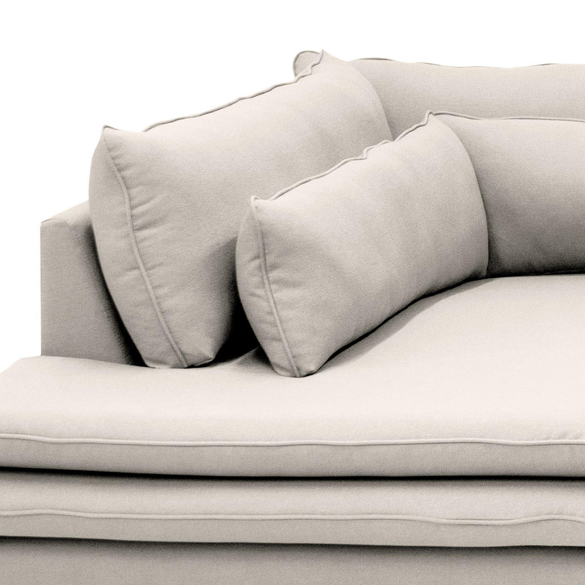 ECKSOFA mit Husse - Ottomane, Webstoff - Hellgrau/Schwarz, Kunststoff/Textil (299/222cm) - home24