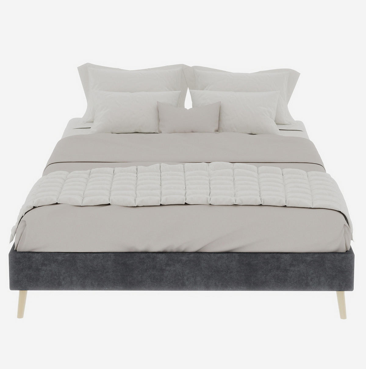 POLSTERBETT 140/200 cm grau aus Stoff und Metall mit verstellbarer Rückenlehne - Grau, Textil (140/200cm) - OKWISH