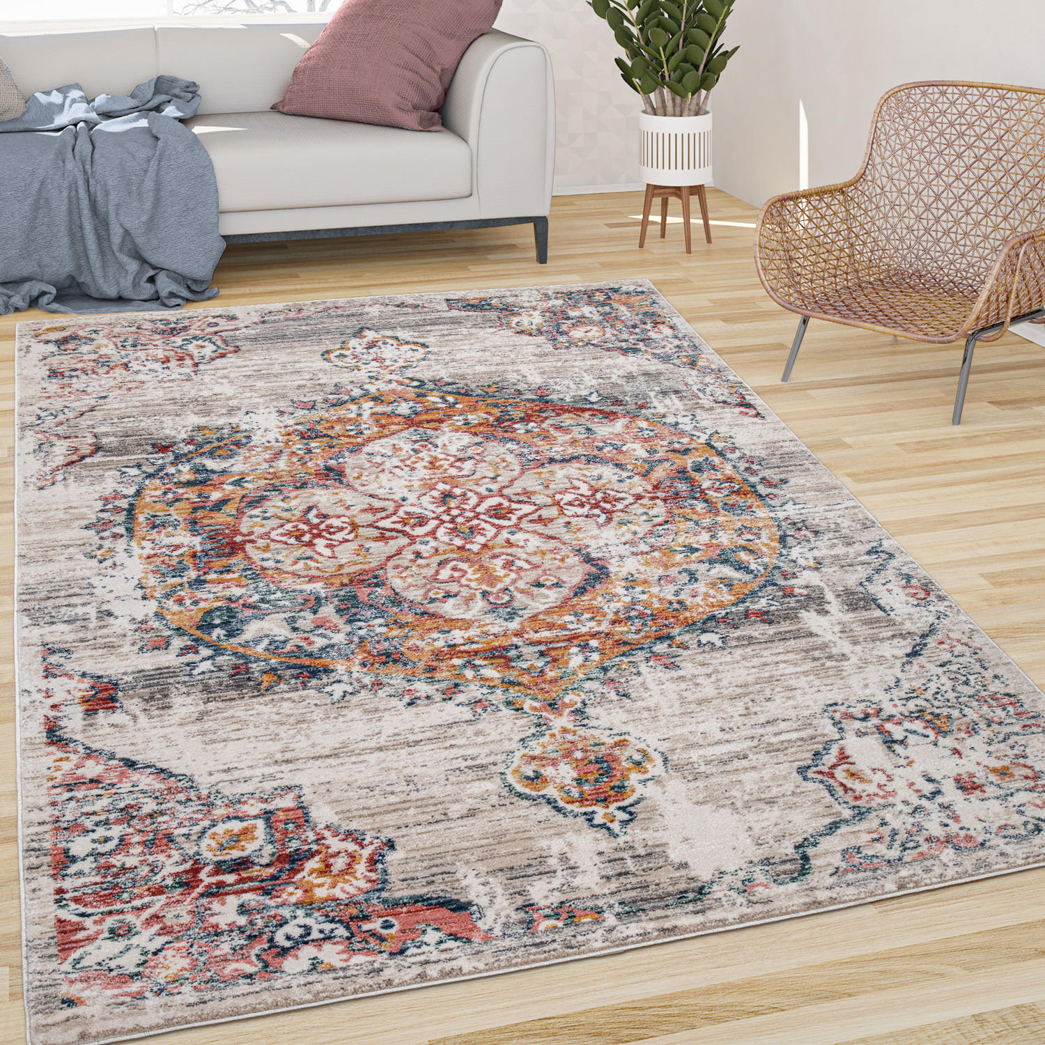 KURZFLORTEPPICH 200/200 cm Herbete 733 - Beige, Textil (200/200cm) - Paco Home