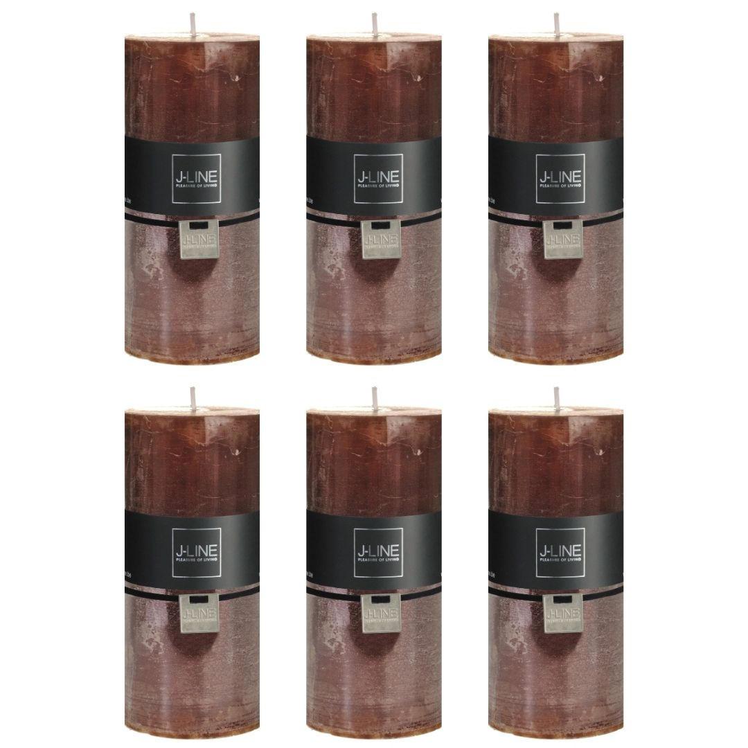 DUFTKERZE ZART - Braun - L - 52 Std. - 6er set - Braun, Paraffin (7/15cm) - J-Line