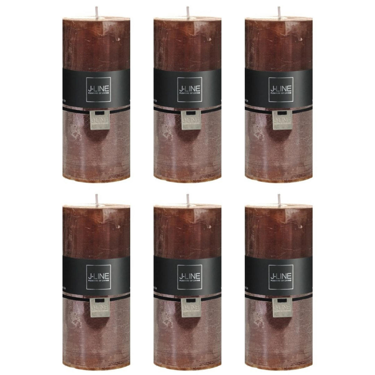 DUFTKERZE ZART - Braun - L - 52 Std. - 6er set - Braun, Paraffin (7/15cm) - J-Line