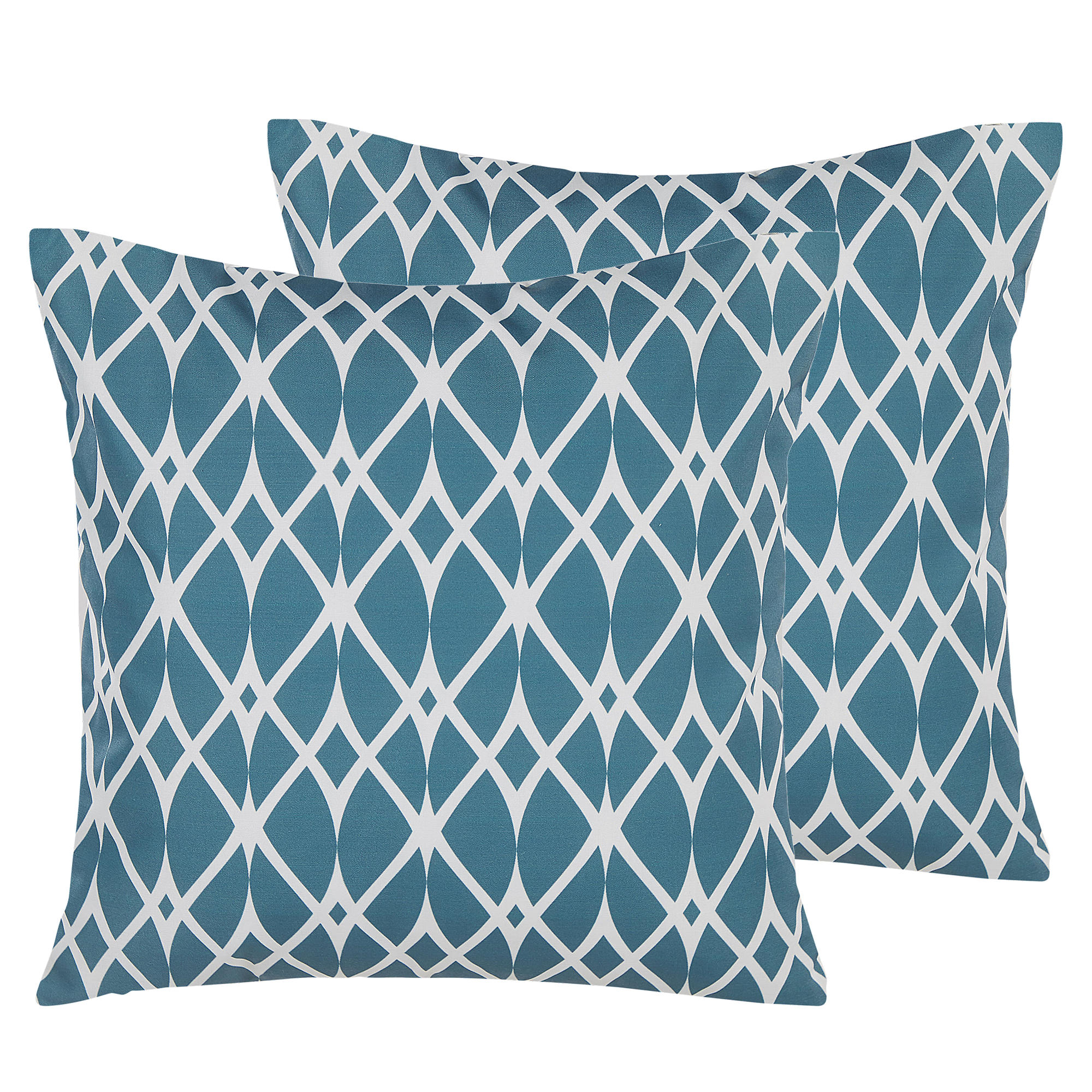 GARTENKISSEN 2er-Set Ethnodruck blau 45/45 cm Anagni - Blau, Textil (45/45cm) - Beliani