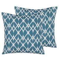 GARTENKISSEN 2er-Set Ethnodruck blau 45/45 cm Anagni - Blau, Textil (45/45cm) - Beliani